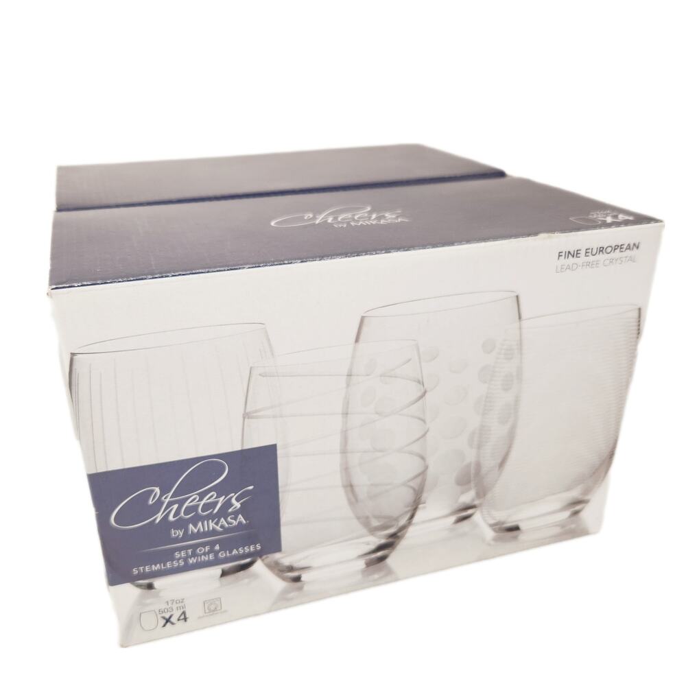 NEW Cheers by Mikasa Stemless Wine Glasses